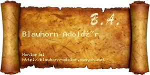 Blauhorn Adolár névjegykártya
